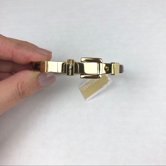 Michael Kors Gold & Tortoise Shell Buckle Bangle - Picture 2 of 4